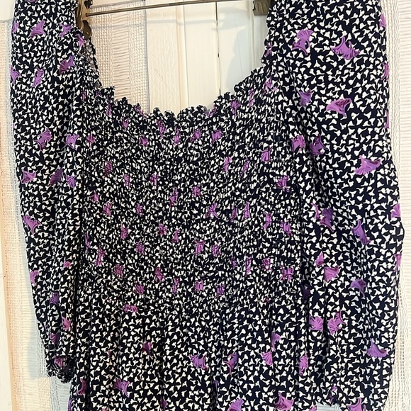 Maje Printed Linen Smocked Dress size small - Picture 7 of 10